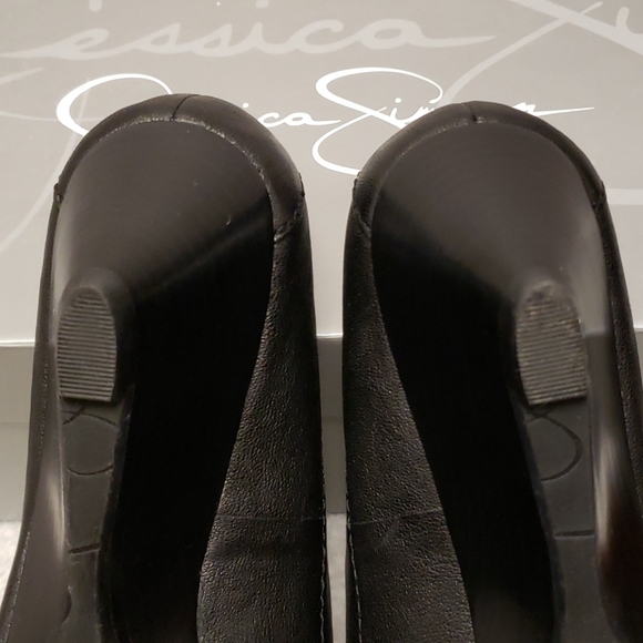 Jessica Simpson Ocho wedge heels,black leather, 7 - Picture 9 of 11